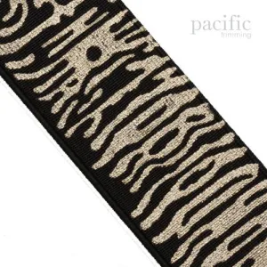 2 3/8 Inch Elastic Band With Abstract Gold Pattern