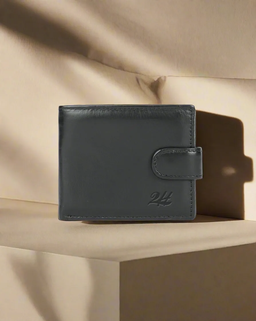 2H #1067 Black Genuine Leather Wallet
