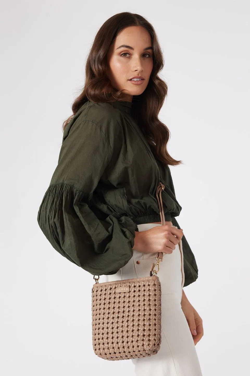 Coco Mini Taupe Braid Leather Bag