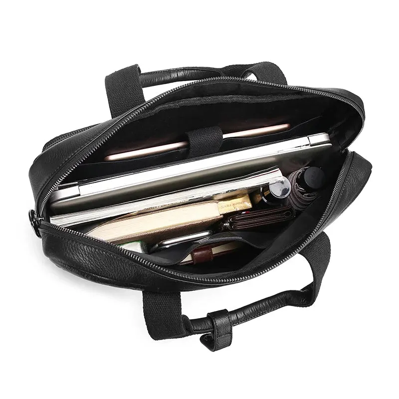 Genuine Leather Briefcases Hard For Men 16 Inch Office Bussiness Computer Bag