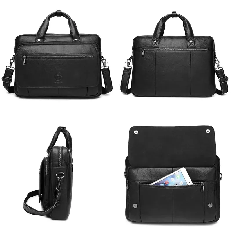 Genuine Leather Briefcases Hard For Men 16 Inch Office Bussiness Computer Bag