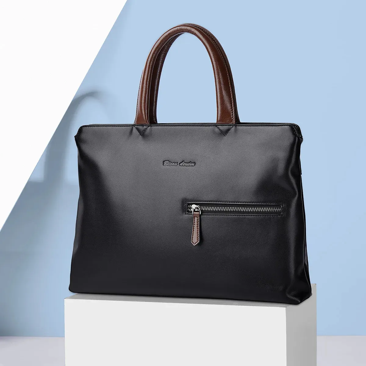 Genuine Leather Cowskin Men Briefcase Luxury Brand Business Bag