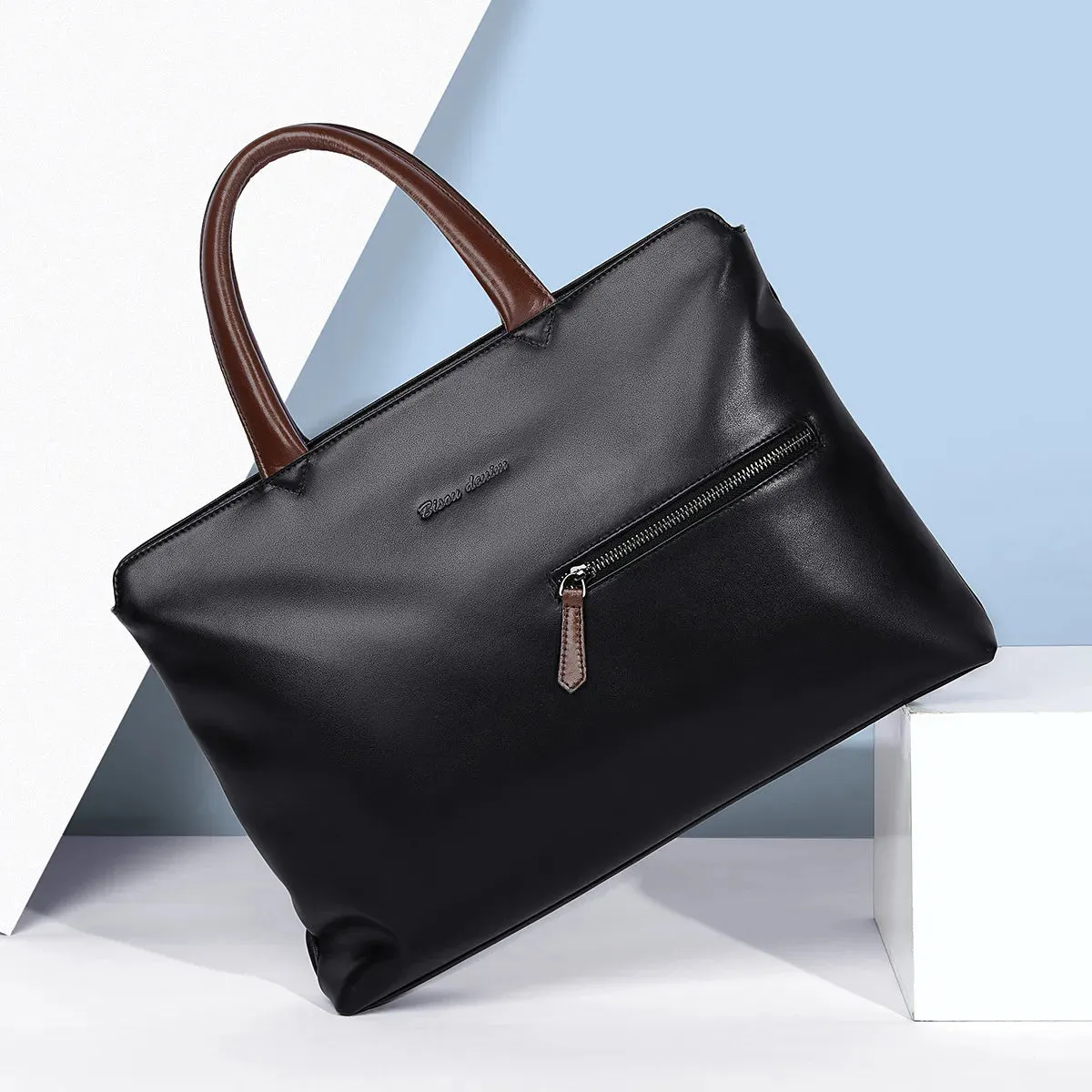 Genuine Leather Cowskin Men Briefcase Luxury Brand Business Bag
