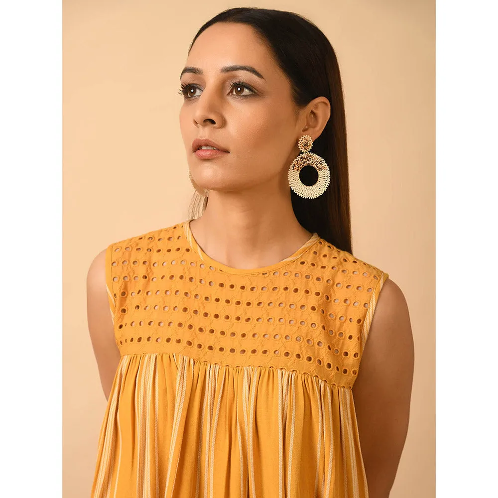GRASS & SUNSHINE Mustard Stripe Top with Pant (Set of 2)