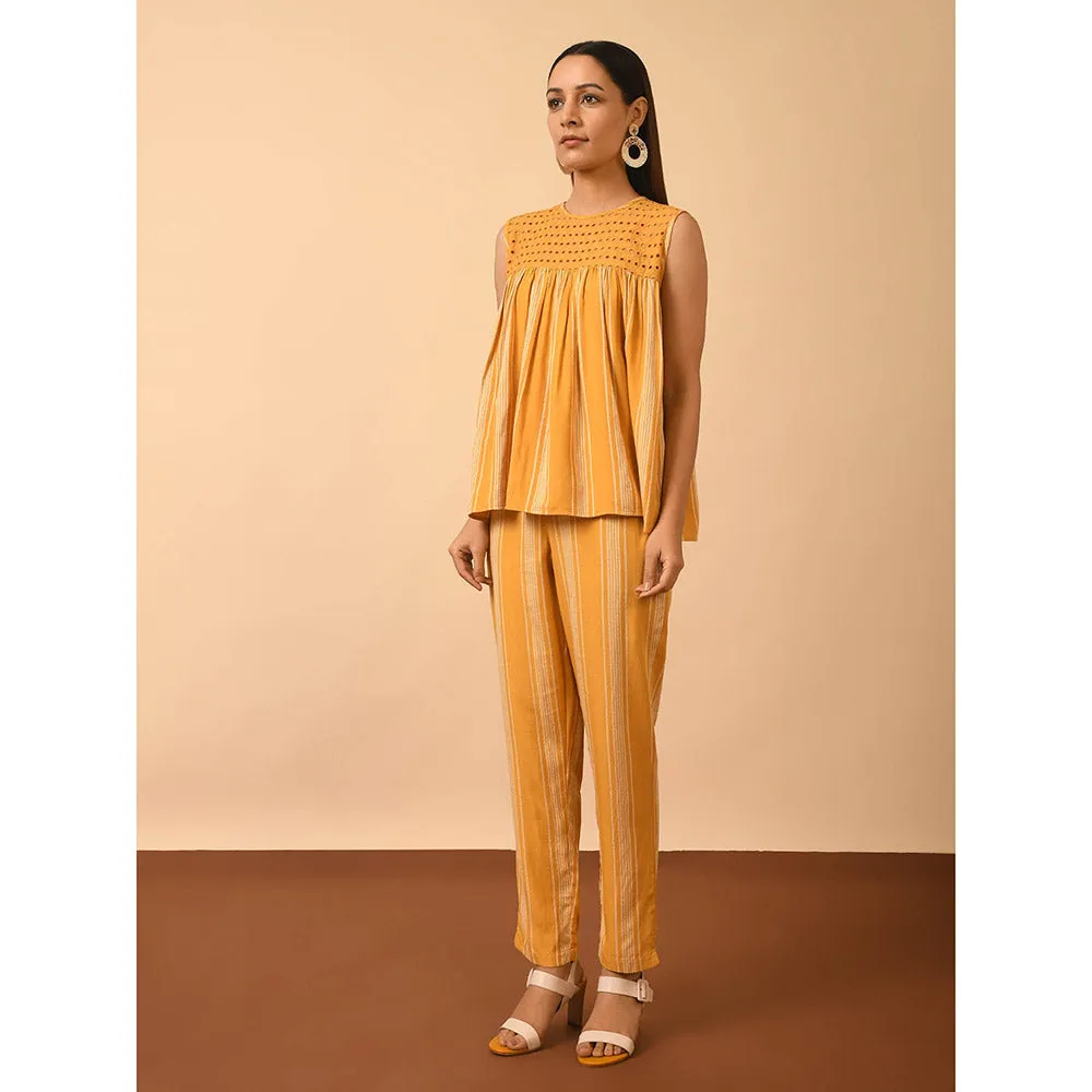GRASS & SUNSHINE Mustard Stripe Top with Pant (Set of 2)