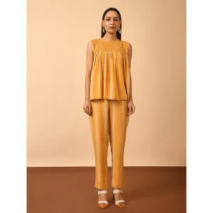 GRASS & SUNSHINE Mustard Stripe Top with Pant (Set of 2)