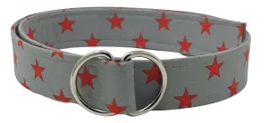 Grey d-ring belt with red stars by oliver green