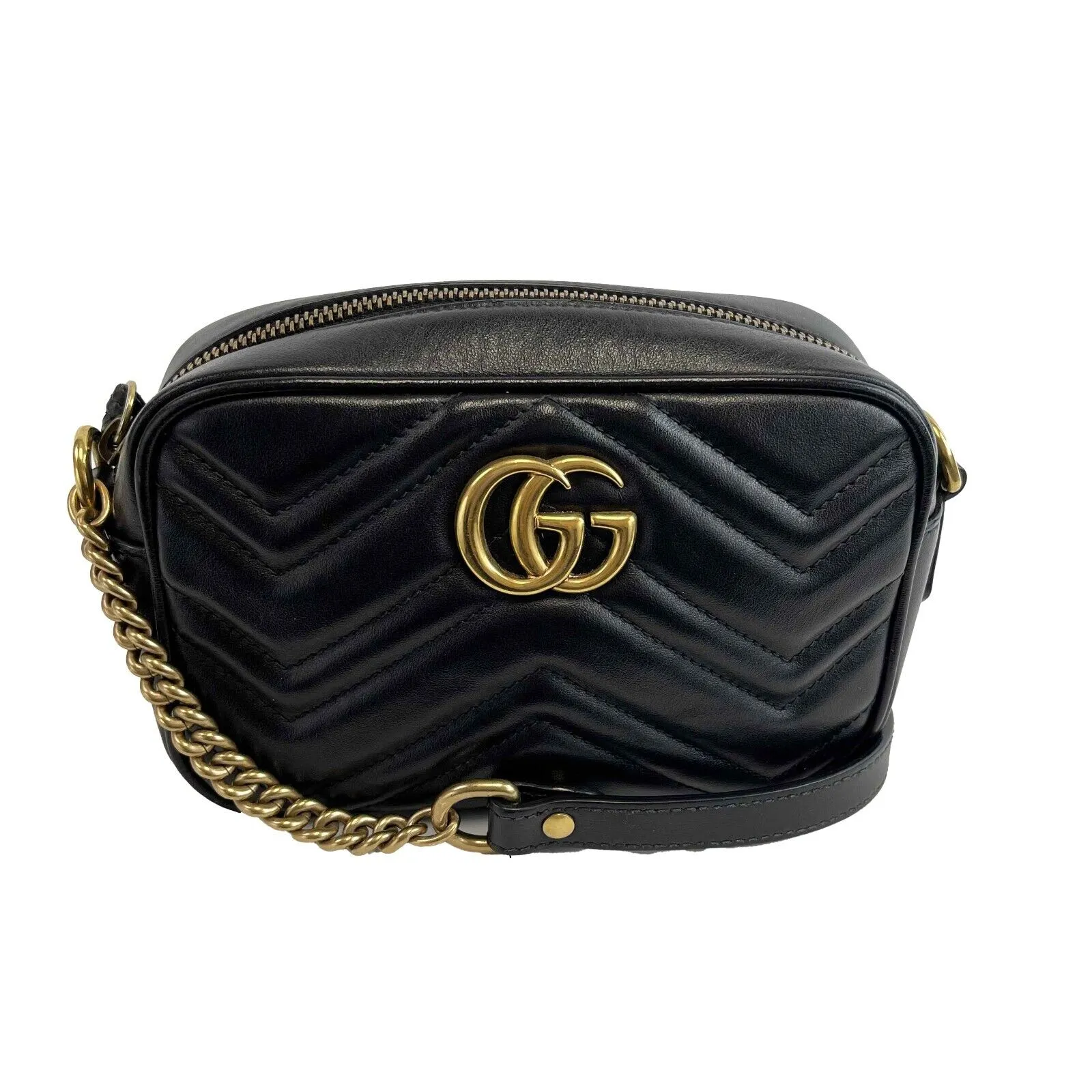 Gucci - GG Marmont Mini Black Matelass Chevron Leather Crossbody