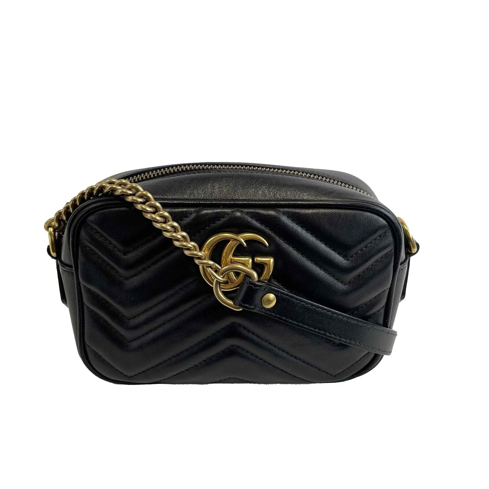 Gucci - GG Marmont Mini Black Matelass Chevron Leather Crossbody