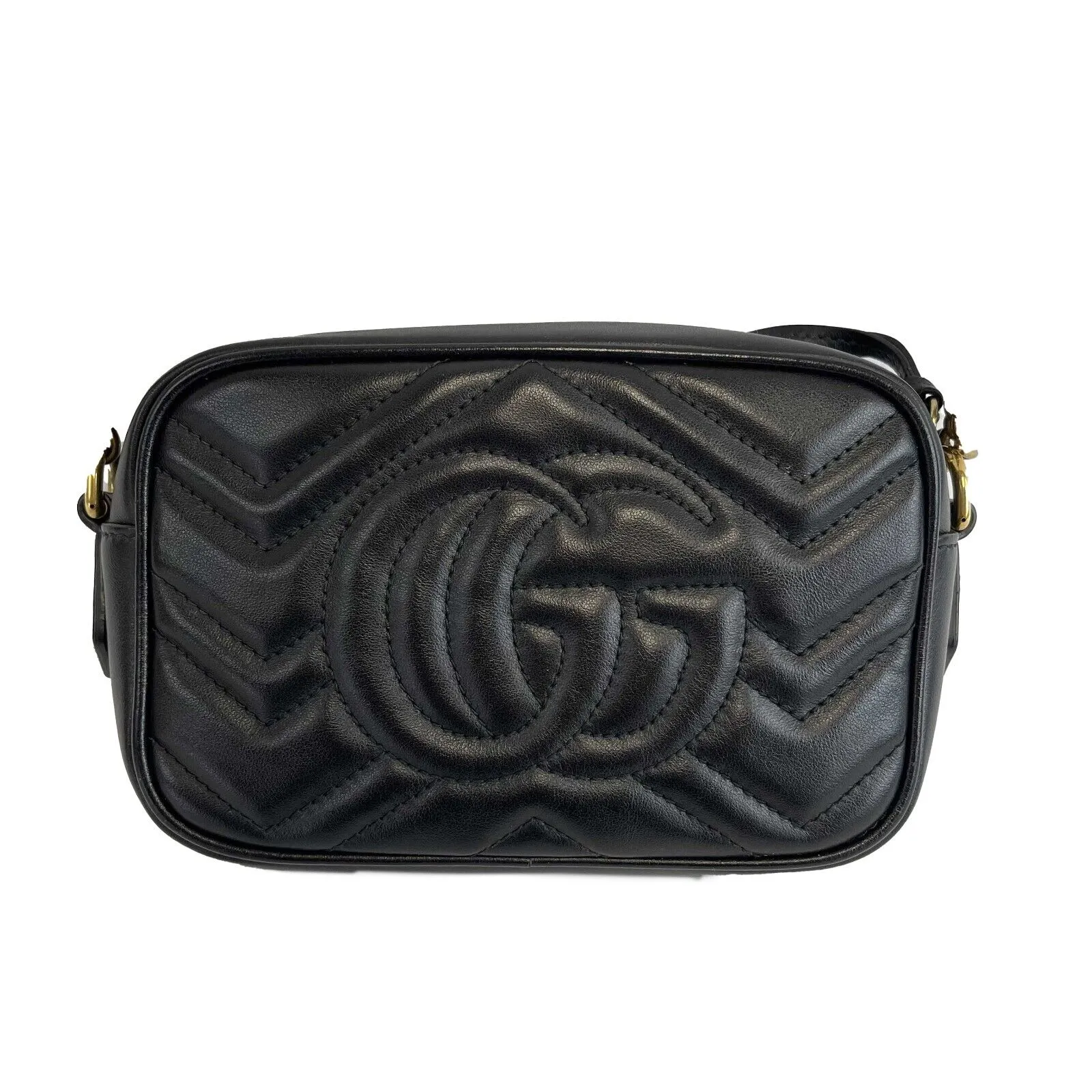 Gucci - GG Marmont Mini Black Matelass Chevron Leather Crossbody