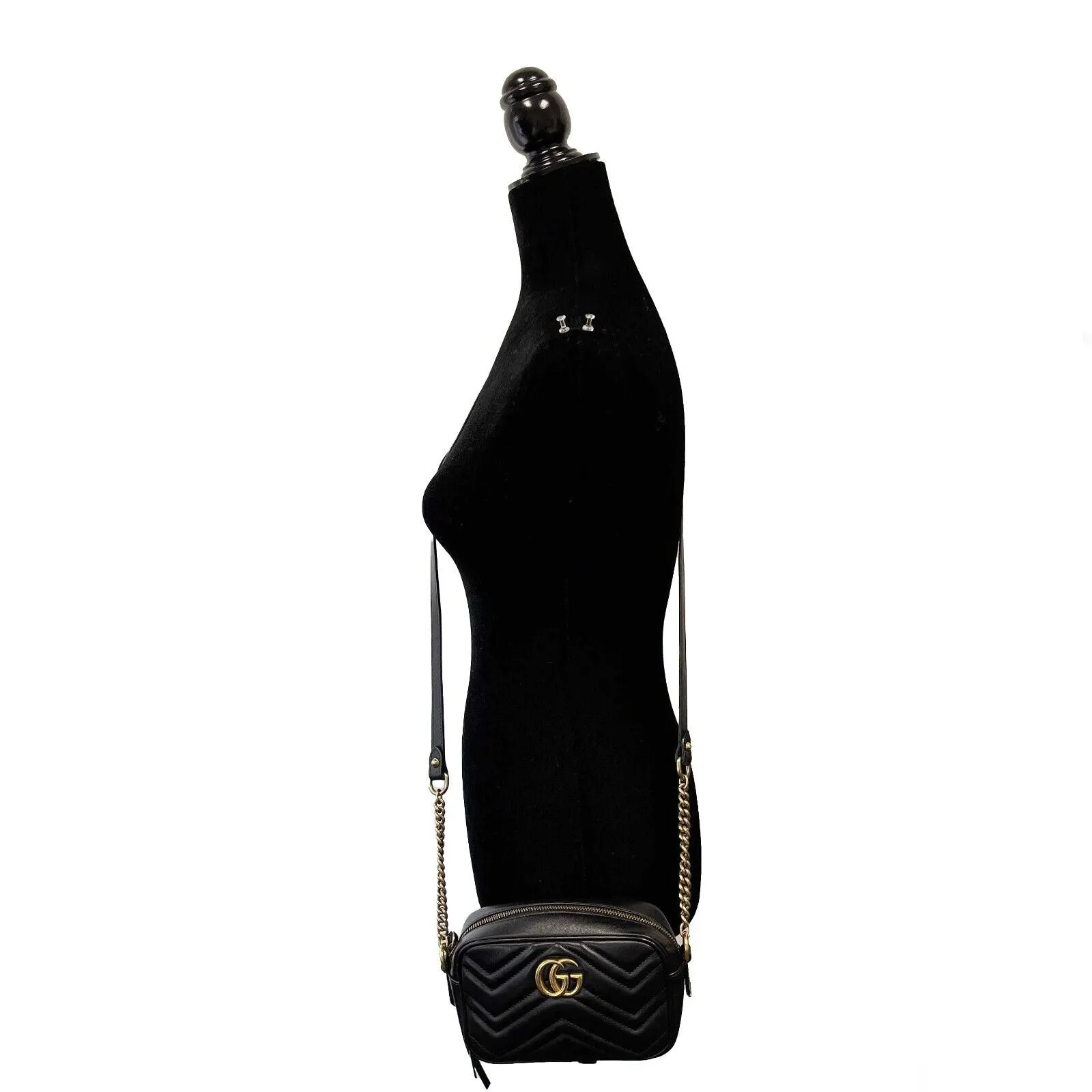 Gucci - GG Marmont Mini Black Matelass Chevron Leather Crossbody