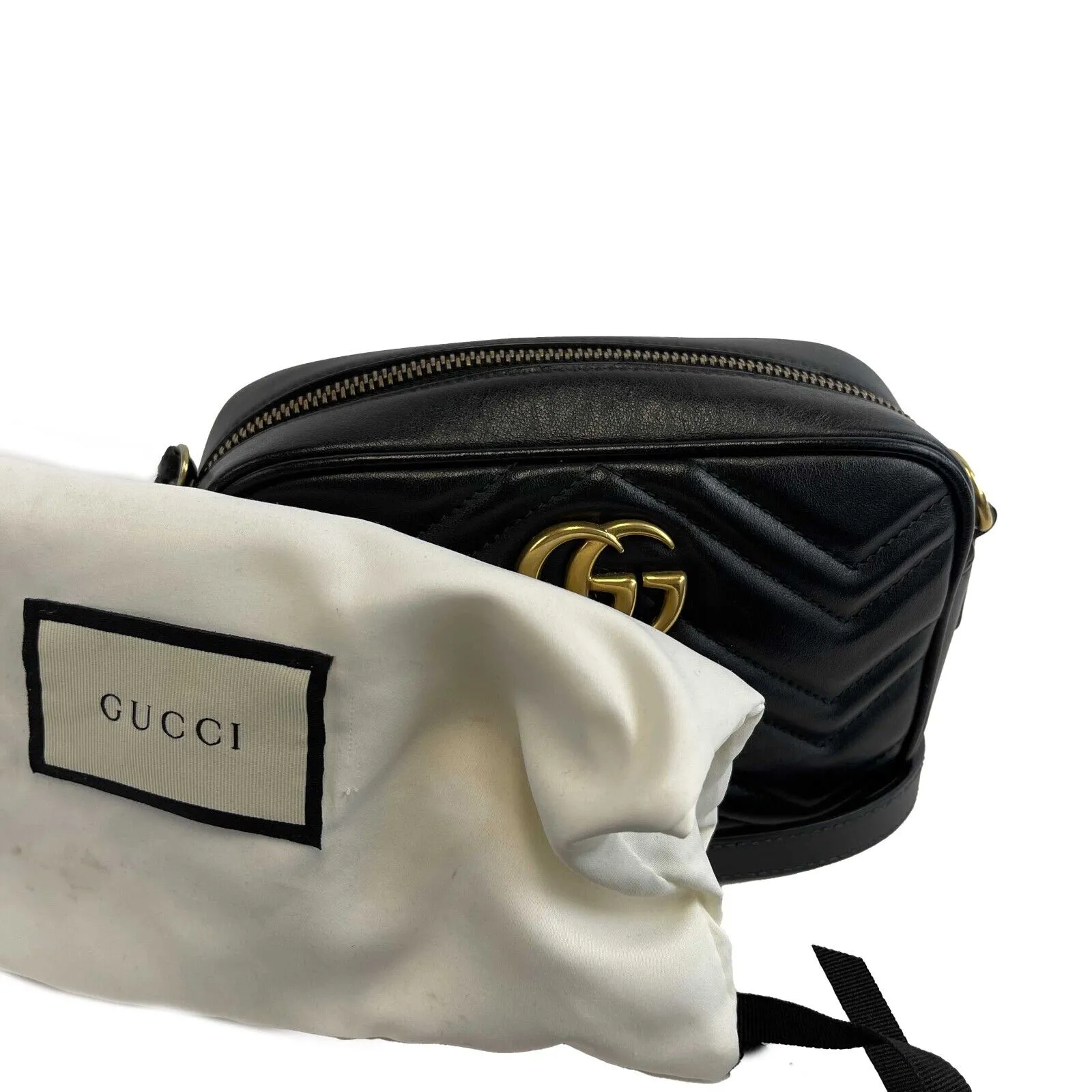 Gucci - GG Marmont Mini Black Matelass Chevron Leather Crossbody