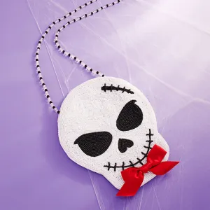iLLASPARKZ Bow Pointed Halloween Skull Beaded Mini Crossbody Bag