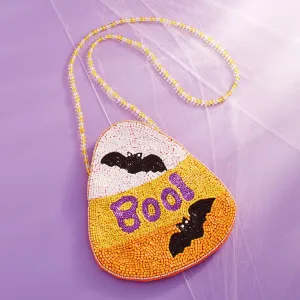 iLLASPARKZ Halloween Bat Boo Message Beaded Mini Crossbody Bag