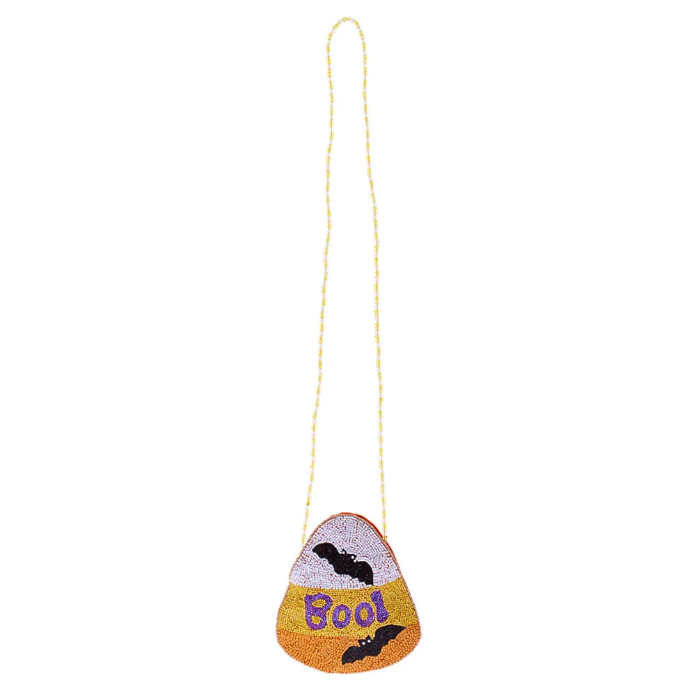 iLLASPARKZ Halloween Bat Boo Message Beaded Mini Crossbody Bag