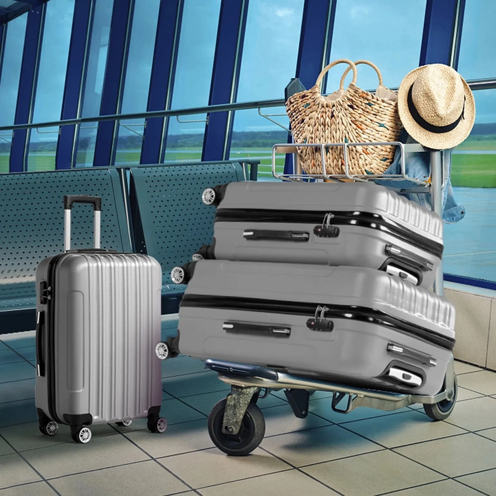 IZOD Skye Expandable ABS Hard shell Lightweight 360 Dual Spinning Wheels Combo Lock 28", 24", 20" 3 Piece Luggage Set