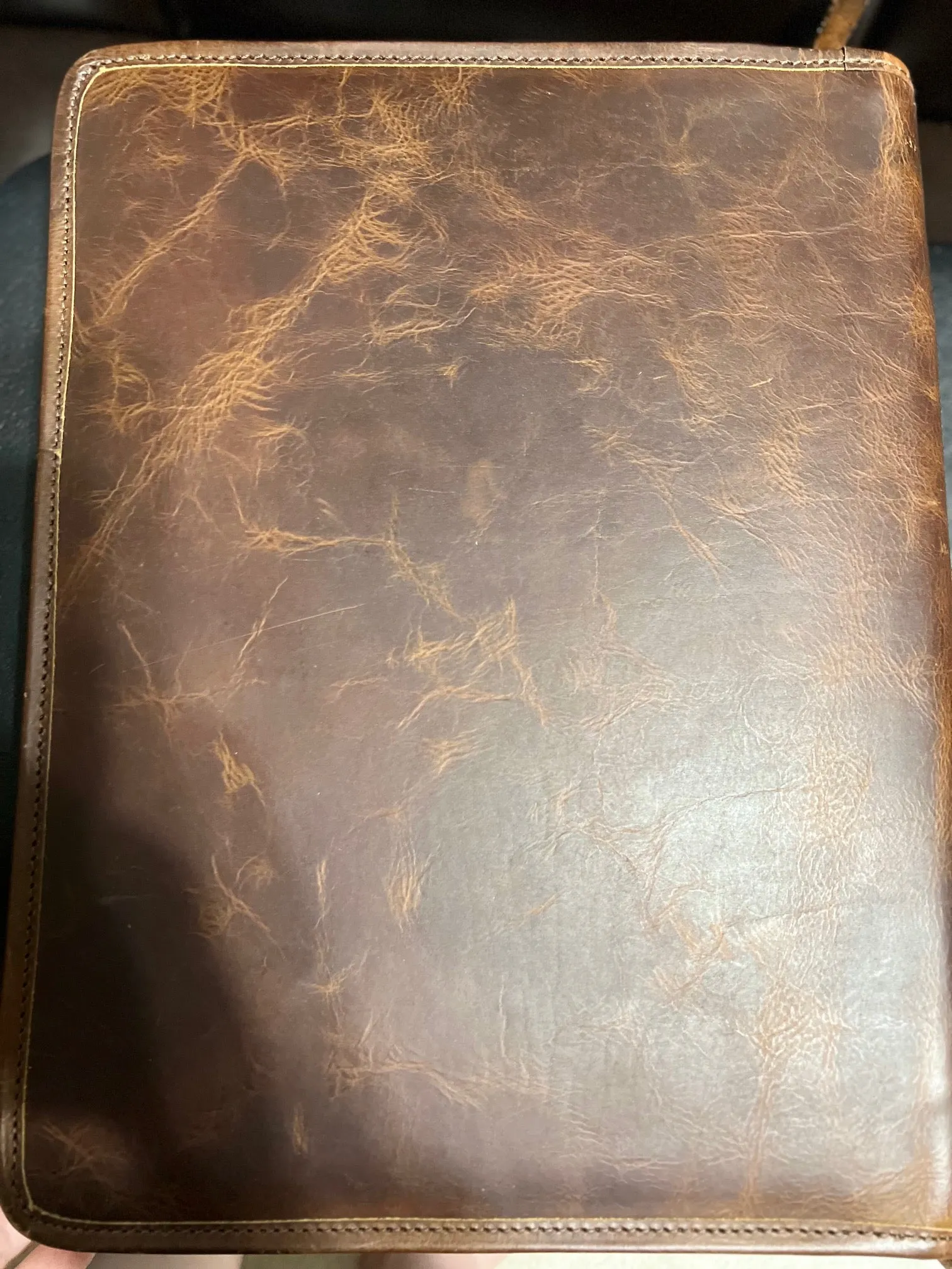 Leather Hand Tooled Western Portfolio with Zipper Close