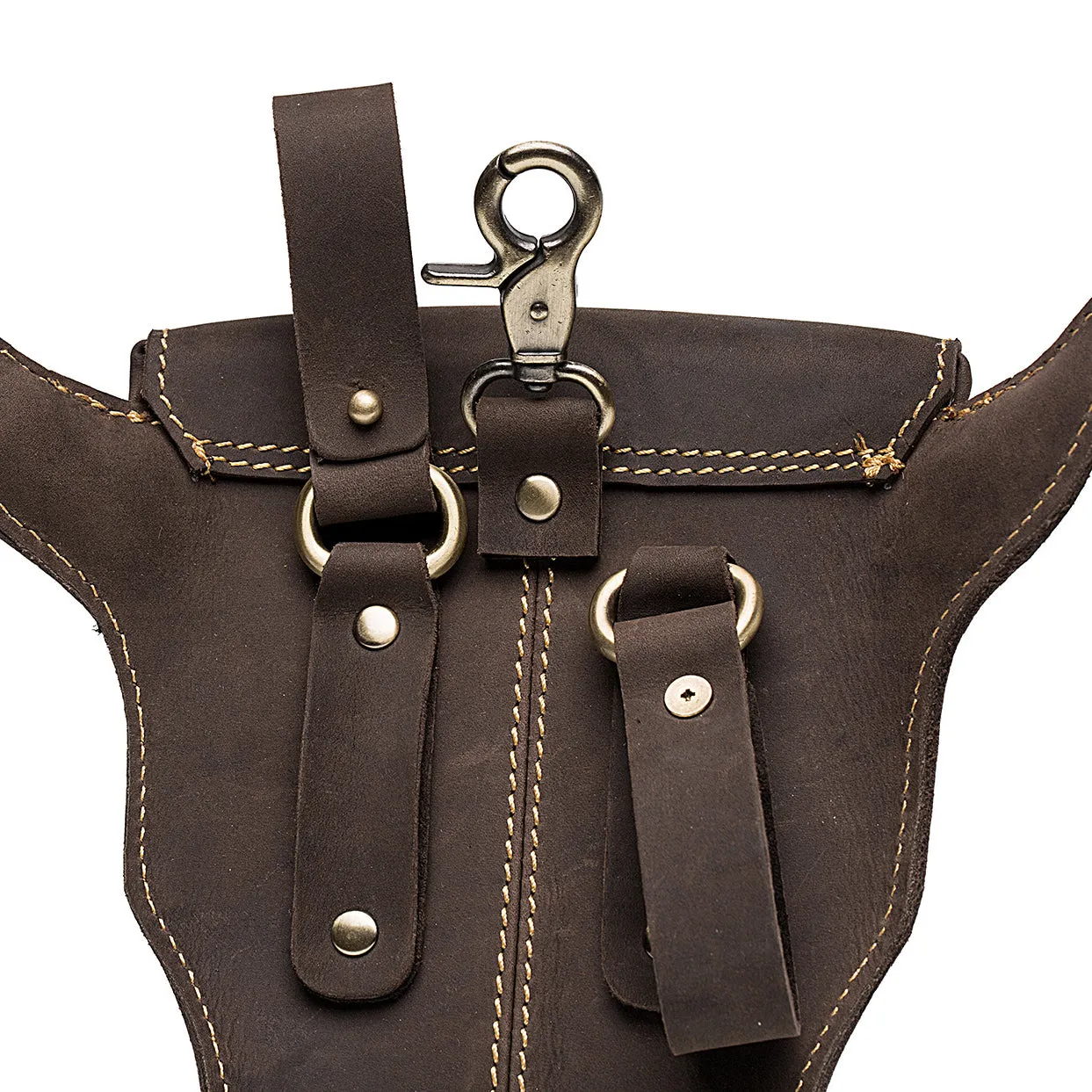 Leather Retro Bull Head Large Capacity Belt Bag