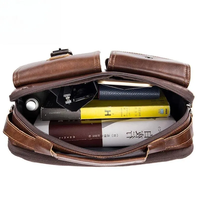 Men Genuine Leather Shoulder Messenger Bag men's Handbag Vintage Crossbody Bag