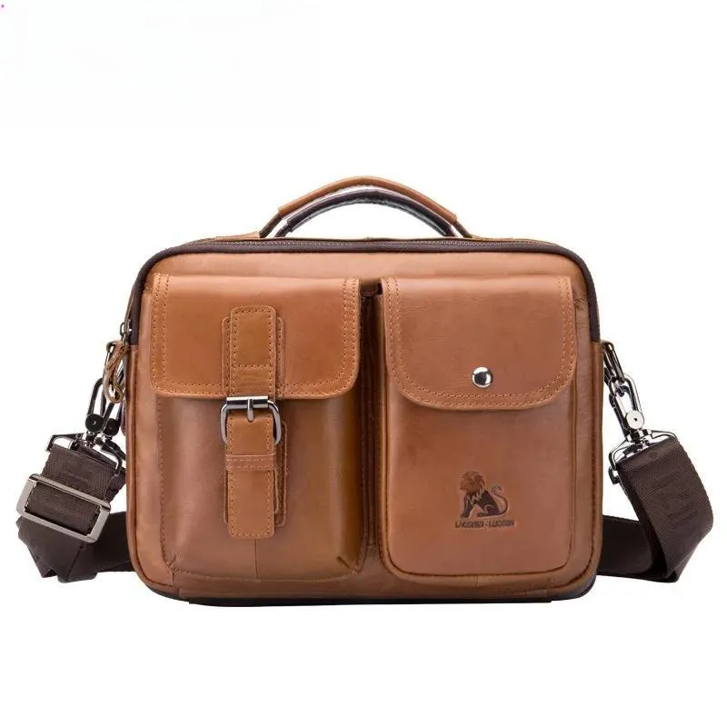 Men Genuine Leather Shoulder Messenger Bag men's Handbag Vintage Crossbody Bag