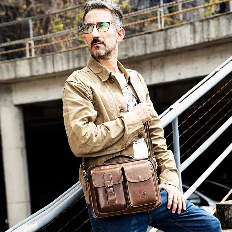Men Genuine Leather Shoulder Messenger Bag men's Handbag Vintage Crossbody Bag