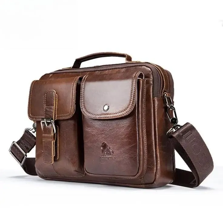 Men Genuine Leather Shoulder Messenger Bag men's Handbag Vintage Crossbody Bag