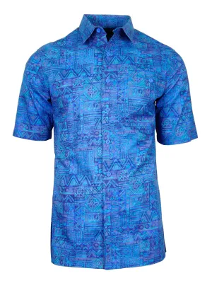 Men's Hawaiian Cotton Print Shirt - Ancient Symbols