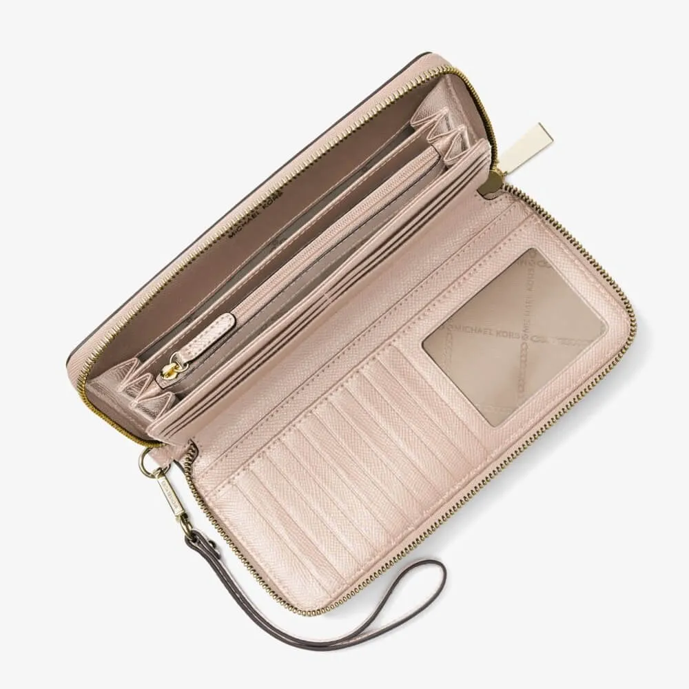 Michael Kors Jet Set Travel Leather Continental Wallet, pale pink