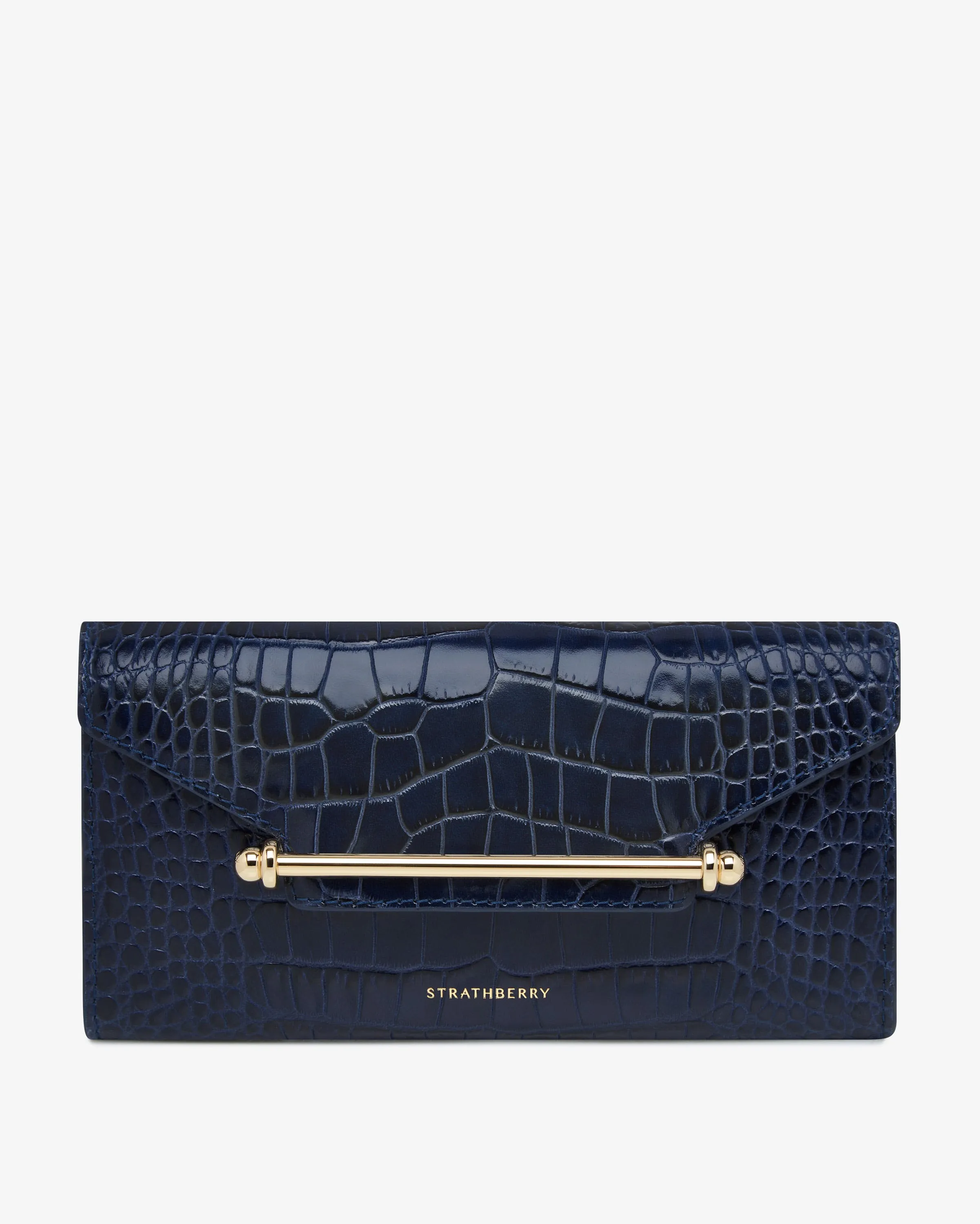 Multrees Chain Wallet - Croc-Embossed Leather Navy