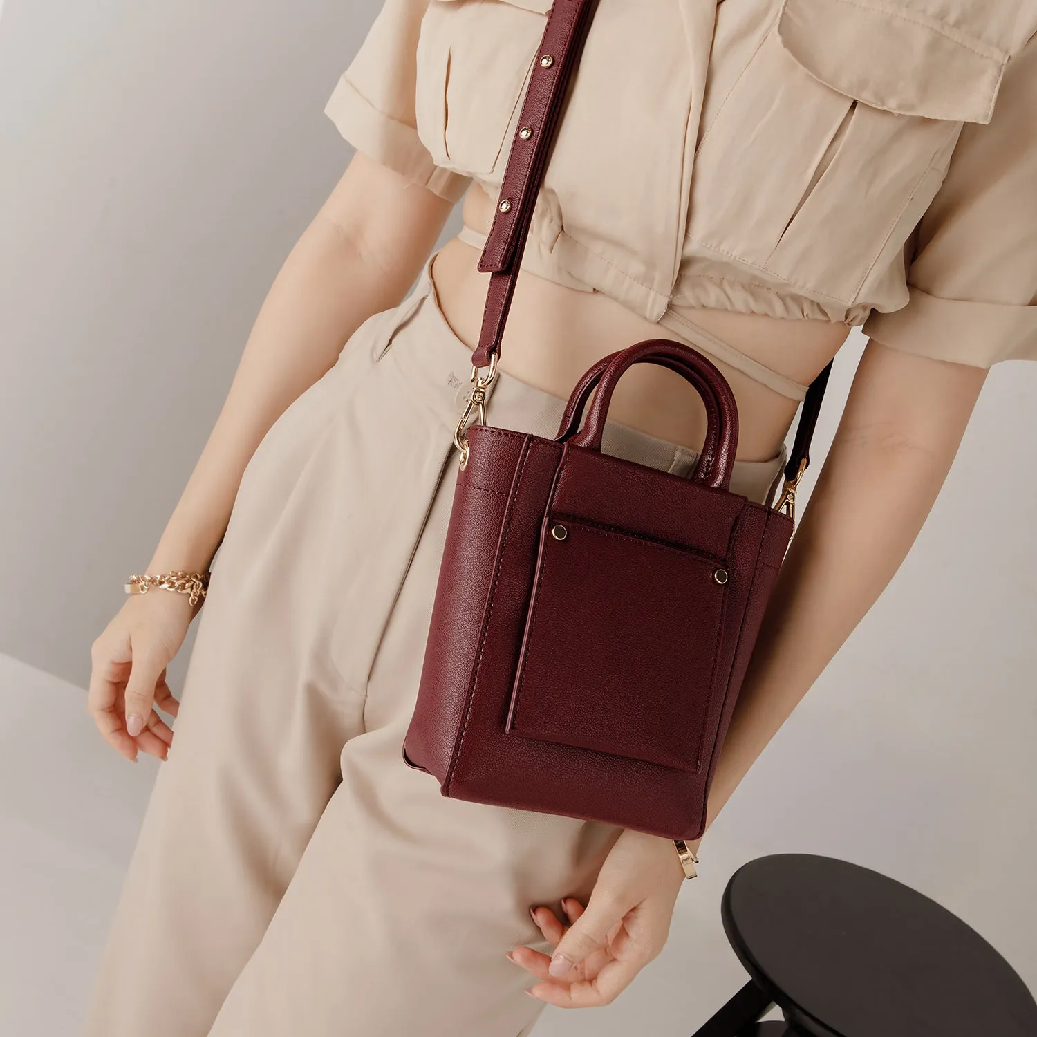 Nicola Mini Tote - Maroon