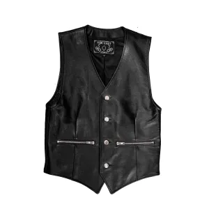 OUTLAW 4-BUTTON BLACK LEATHER VEST