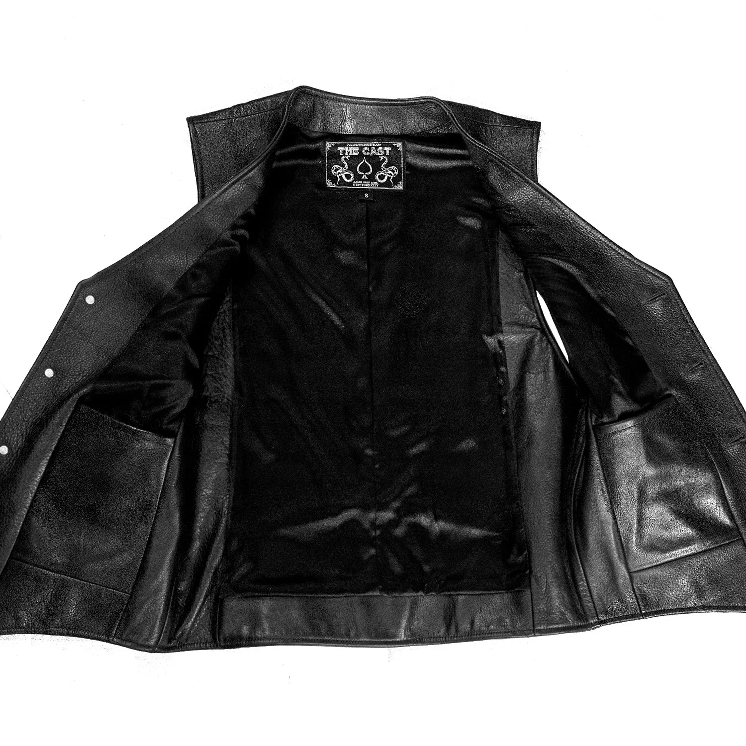 OUTLAW 4-BUTTON BLACK LEATHER VEST