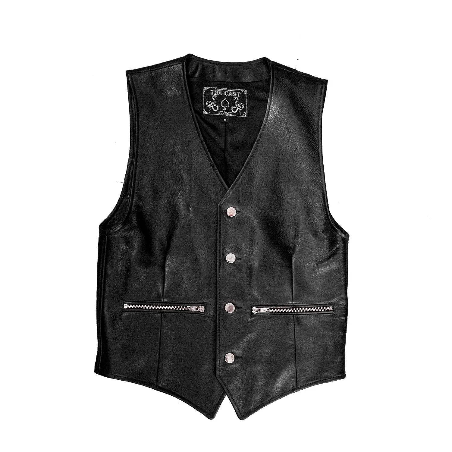 OUTLAW 4-BUTTON BLACK LEATHER VEST