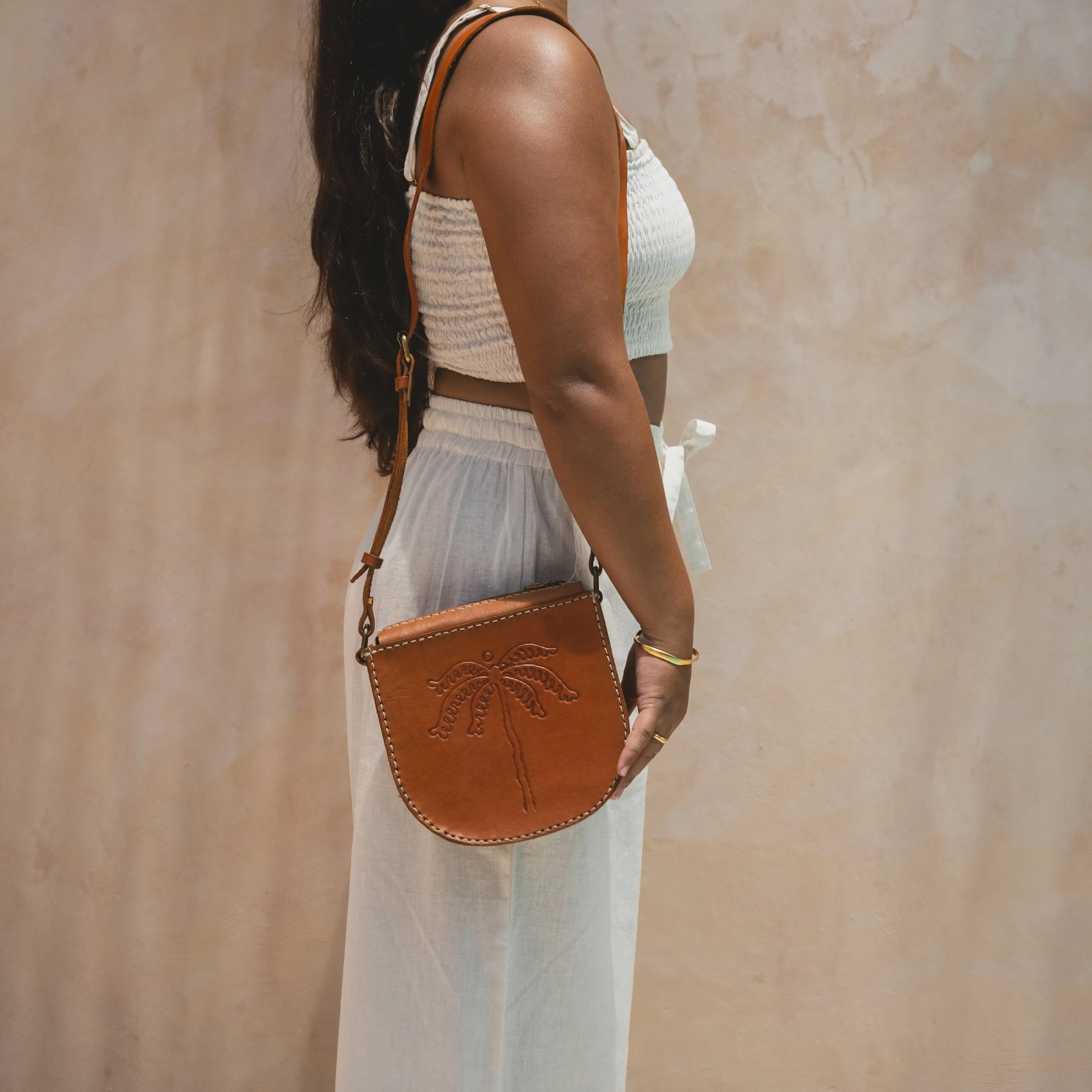 Palms Crossbody Bag - Vintage Tan