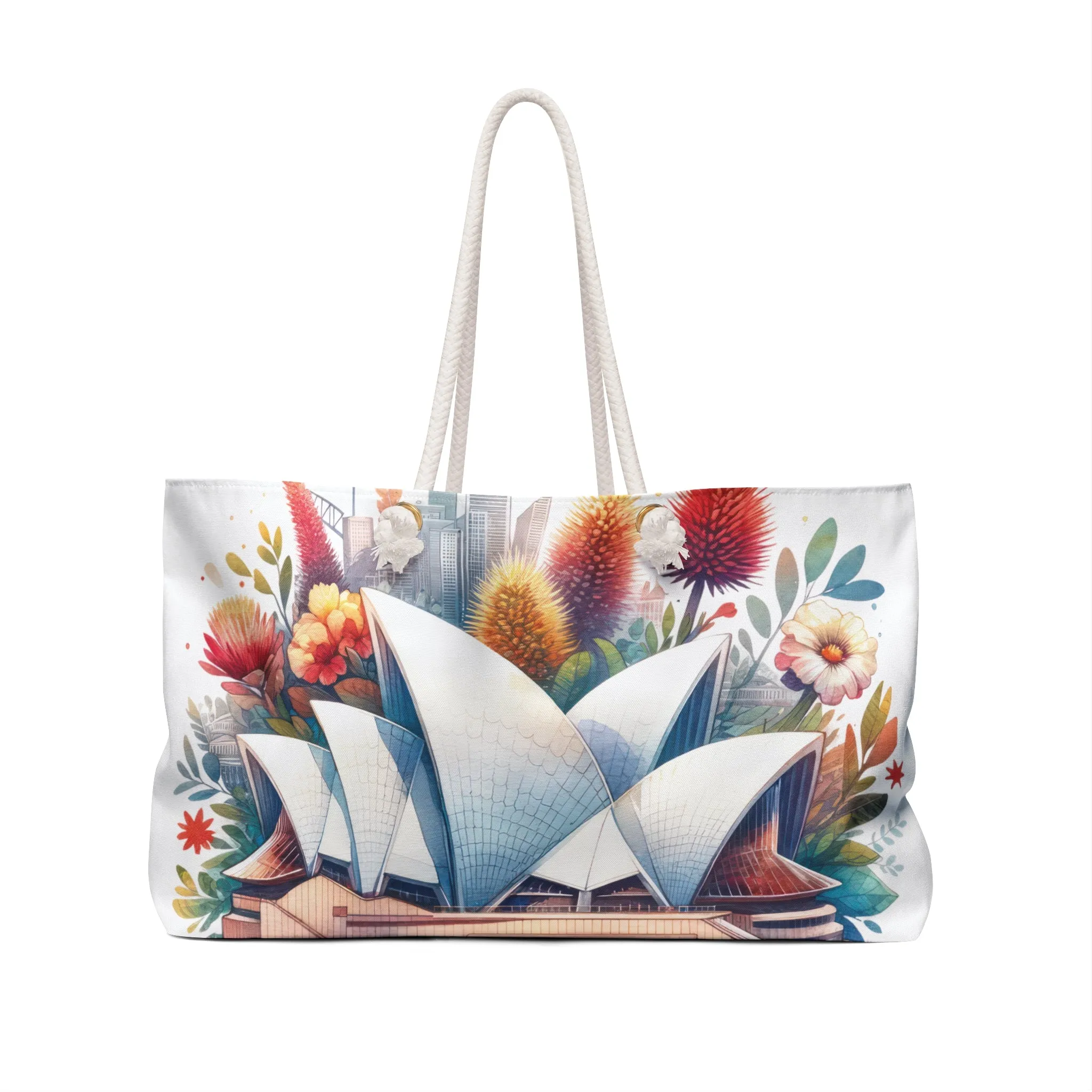 Personalised/Non-Personalised Weekender Bag, Australian, Sydney Opera House, Large Weekender Bag, Beach Bag, Book Bag
