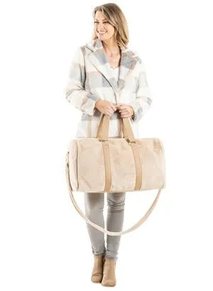 TAN FAUX FUR WEEKENDER BAG